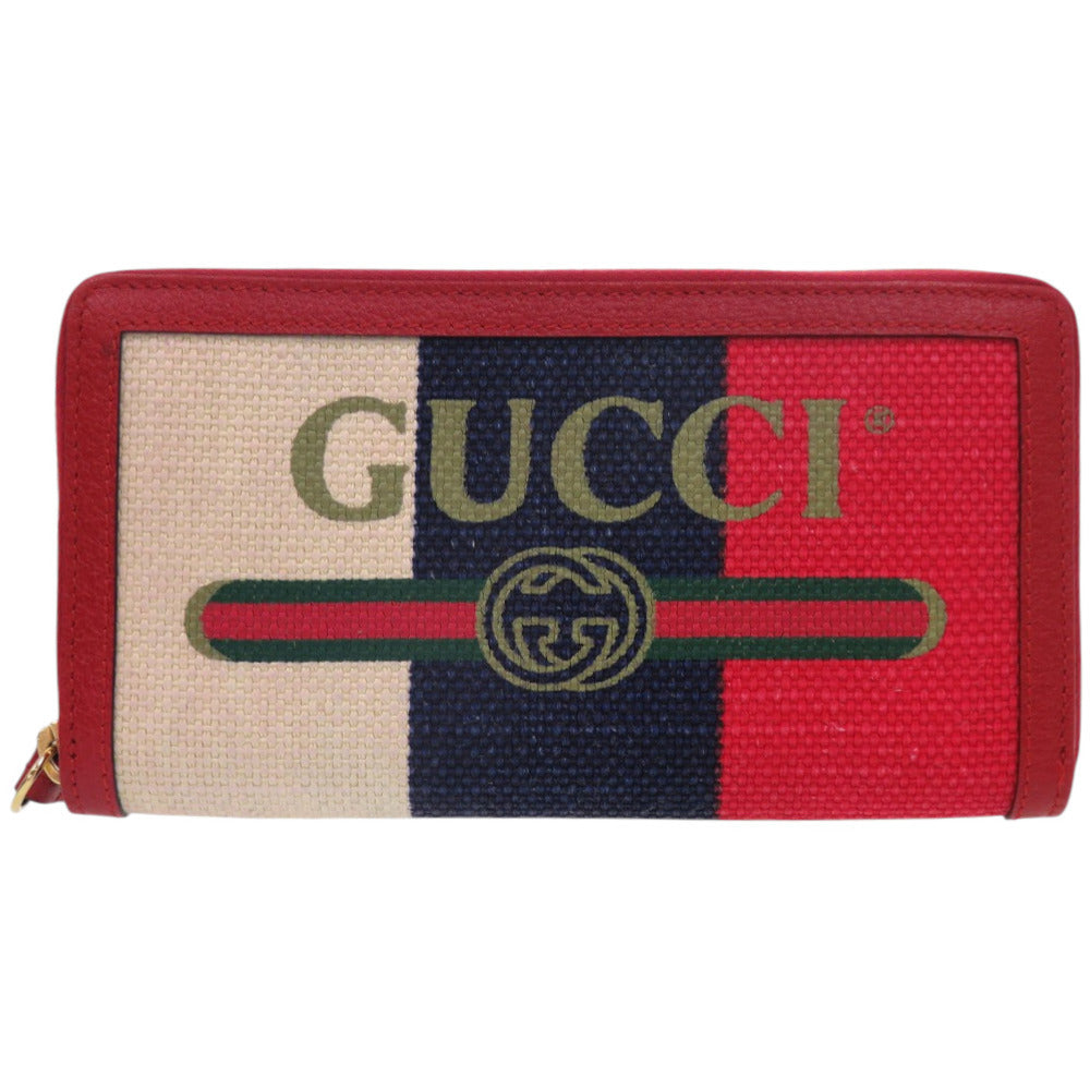 GUCCI Long Wallet Purse 524790 canvas Red Printed zip-around wallet