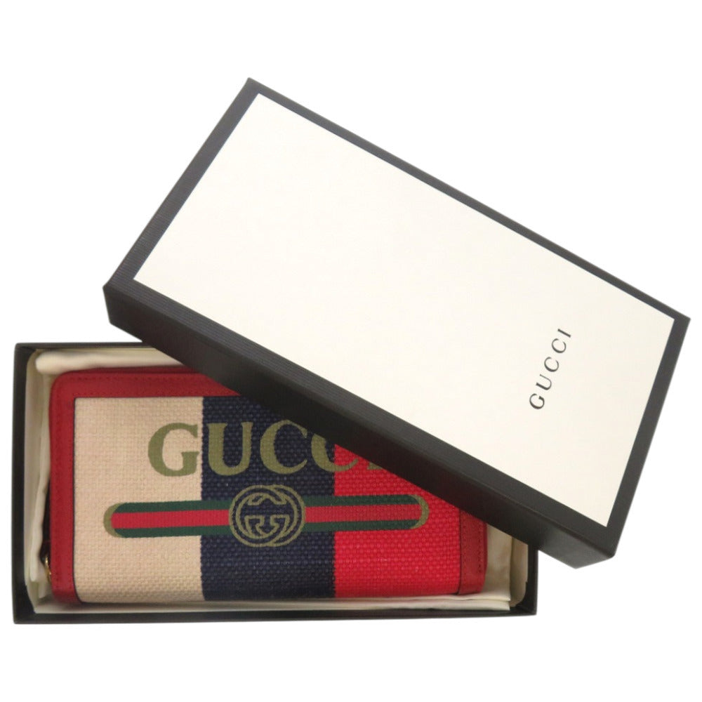 GUCCI Long Wallet Purse 524790 canvas Red Printed zip-around wallet