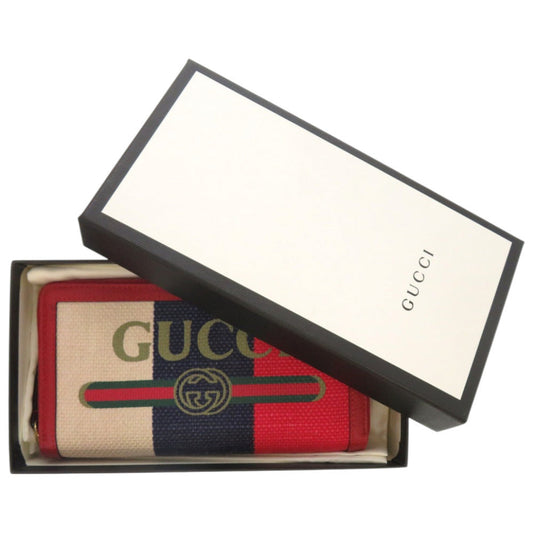 GUCCI Long Wallet Purse 524790 canvas Red Printed zip-around wallet