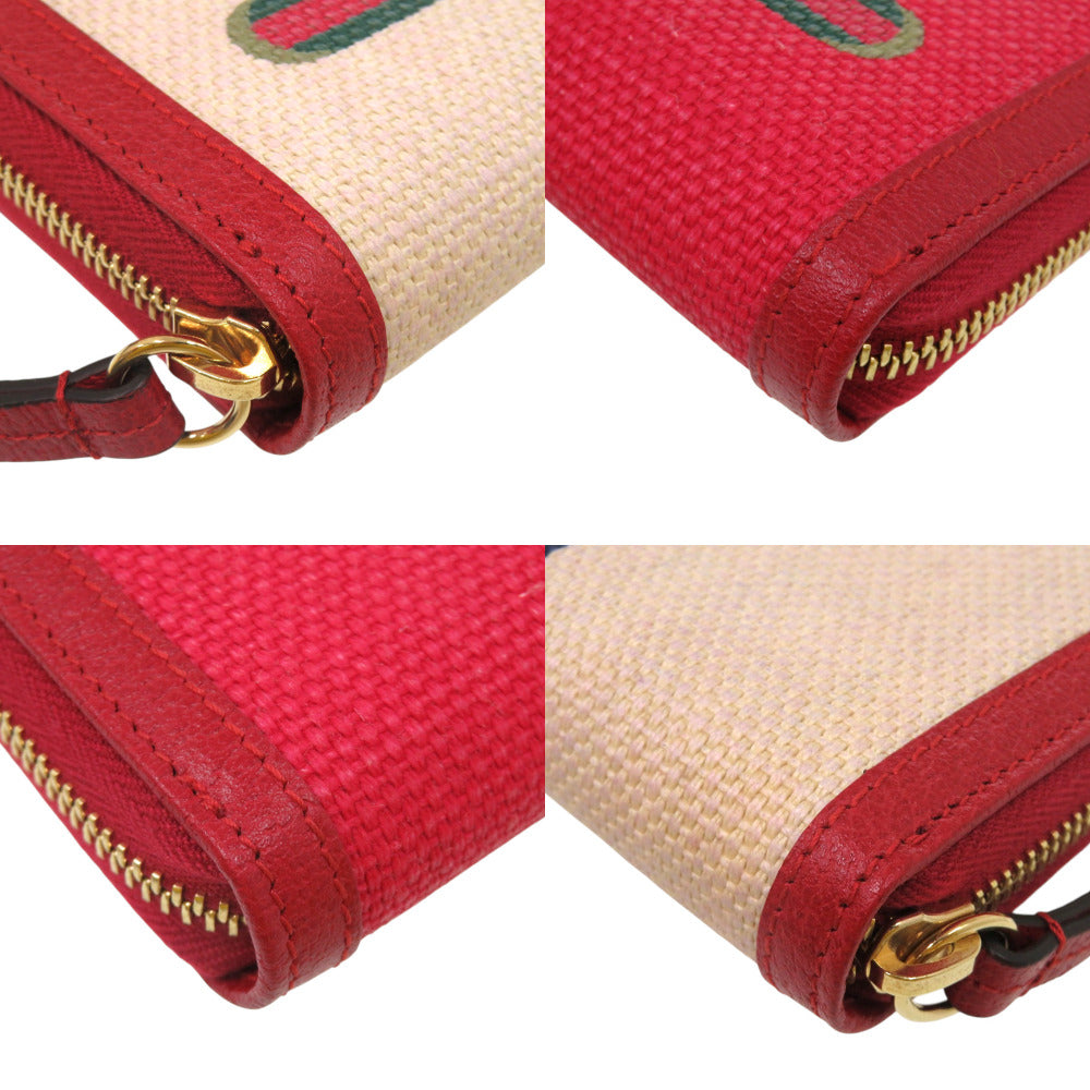GUCCI Long Wallet Purse 524790 canvas Red Printed zip-around wallet