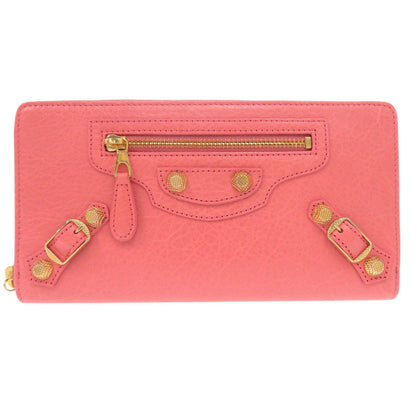 BALENCIAGA Long Wallet Purse 253053 leather salmon pink Giant continental