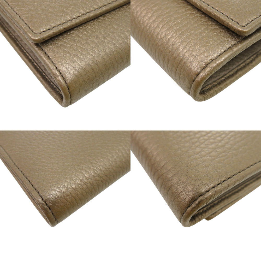 GUCCI Long Wallet Purse 282414 leather Champagne Gold Soho Interlocking G