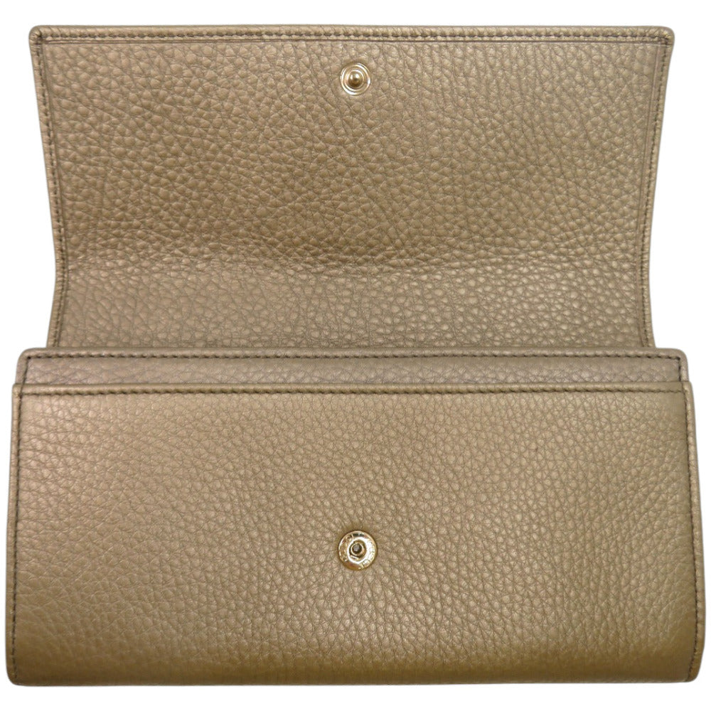 GUCCI Long Wallet Purse 282414 leather Champagne Gold Soho Interlocking G