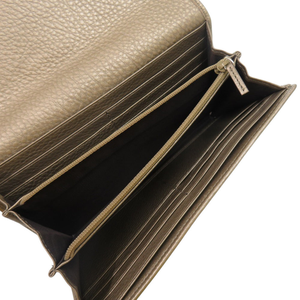 GUCCI Long Wallet Purse 282414 leather Champagne Gold Soho Interlocking G