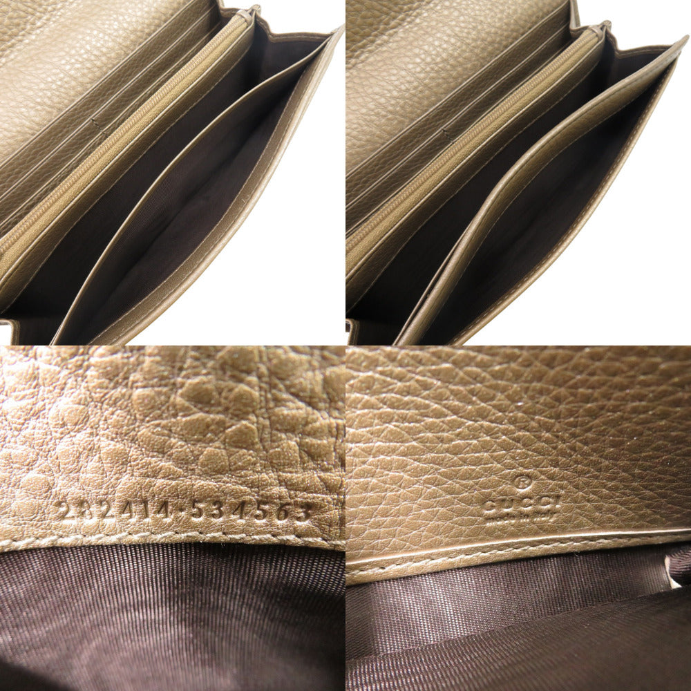 GUCCI Long Wallet Purse 282414 leather Champagne Gold Soho Interlocking G