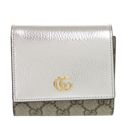 GUCCI Bifold Wallet 598587 GG Supreme Canvas Silver GG Marmont