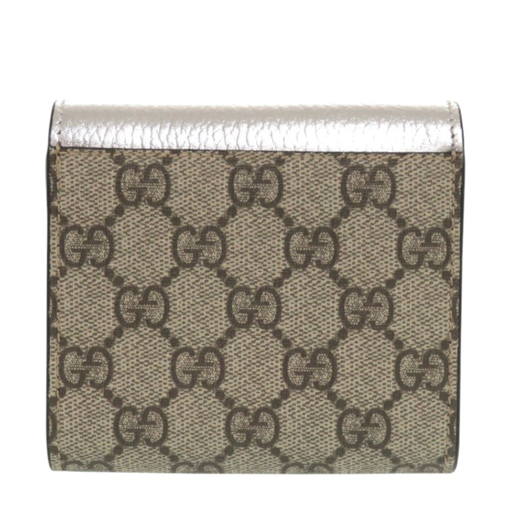 GUCCI Bifold Wallet 598587 GG Supreme Canvas Silver GG Marmont