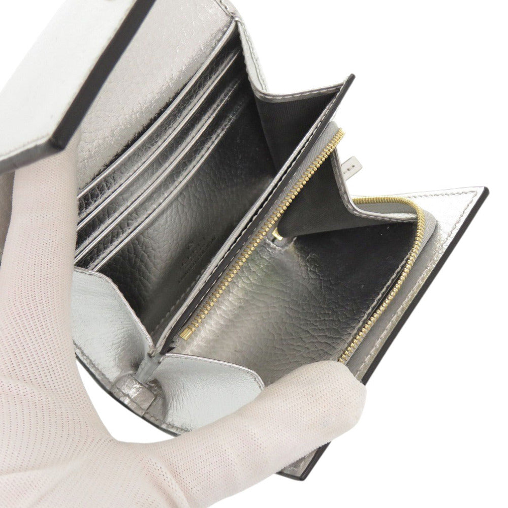 GUCCI Bifold Wallet 598587 GG Supreme Canvas Silver GG Marmont