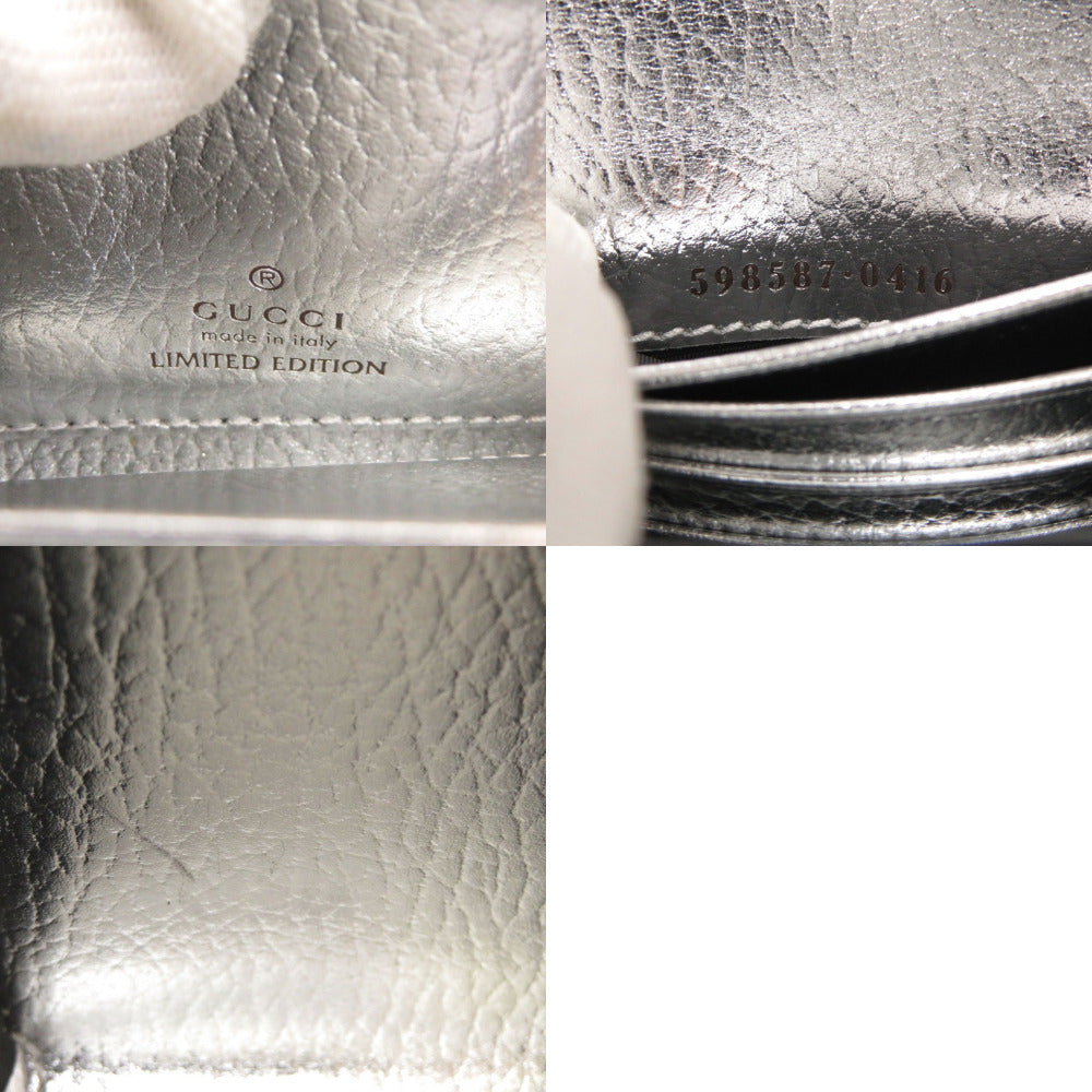 GUCCI Bifold Wallet 598587 GG Supreme Canvas Silver GG Marmont