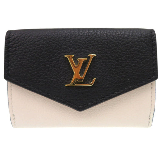 LOUIS VUITTON Tri-fold wallet M80984 leather black LV Logo Compact Wallet Mini Wallet Portefeuille Rock Mini Women Used Authentic