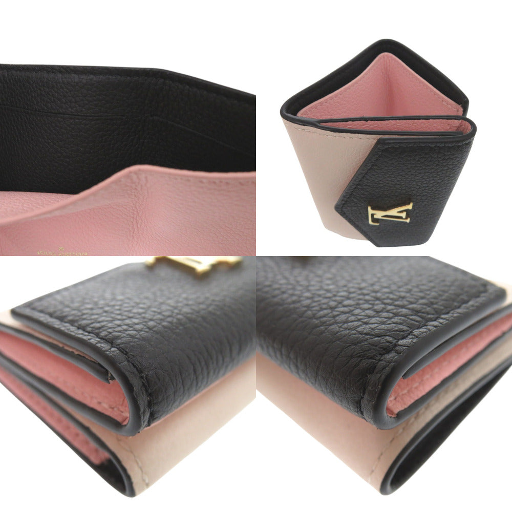LOUIS VUITTON Tri-fold wallet M80984 leather black LV Logo Compact Wallet Mini Wallet Portefeuille Rock Mini Women Used Authentic