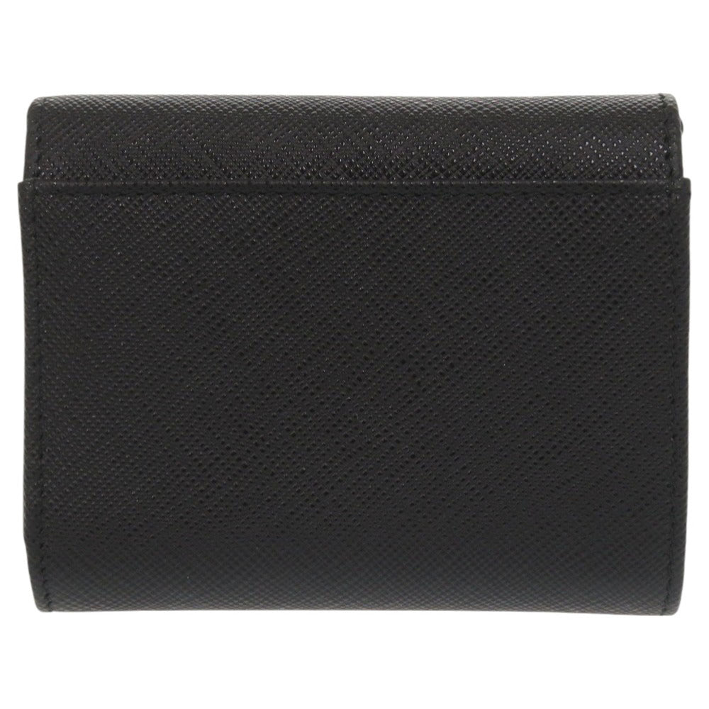 PRADA Tri-fold wallet 1MH043 leather black saffiano triangle