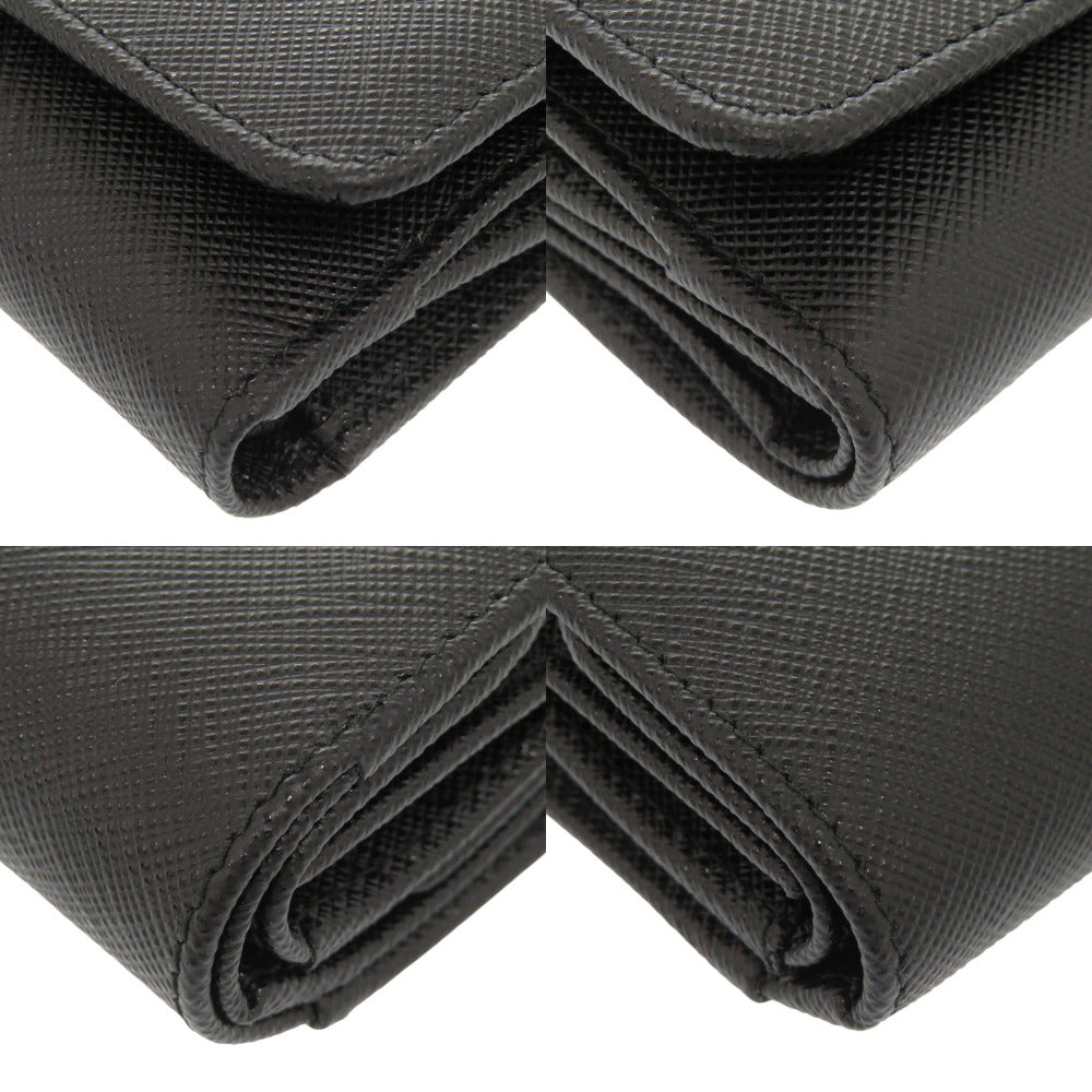 PRADA Tri-fold wallet 1MH043 leather black saffiano triangle