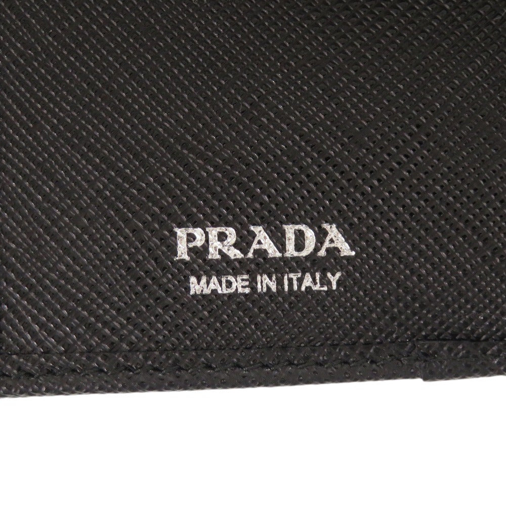 PRADA Tri-fold wallet 1MH043 leather black saffiano triangle