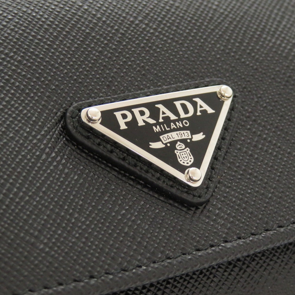 PRADA Tri-fold wallet 1MH043 leather black saffiano triangle