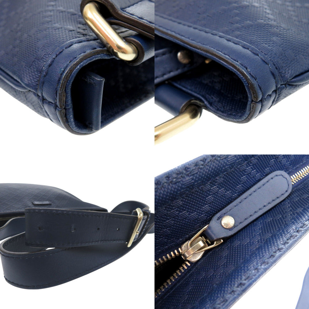 GUCCI Shoulder Bag leather Navy Diamante Pattern A4 Storage Crossbody Diamante Hilary Lux Women Used Authentic