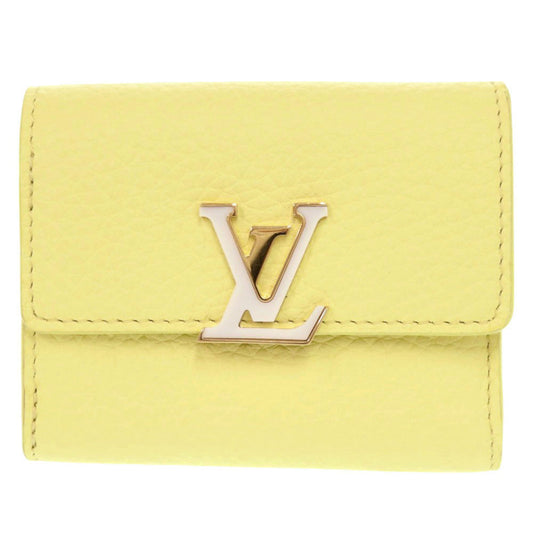 LOUIS VUITTON Tri-fold wallet M83610 Taurillon Clemence Leather yellow Portefeuille Capsine XS Women Used Authentic