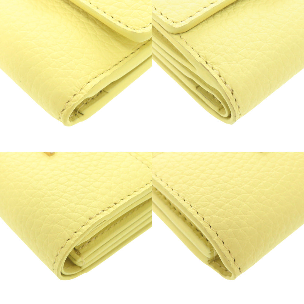 LOUIS VUITTON Tri-fold wallet M83610 Taurillon Clemence Leather yellow Portefeuille Capsine XS Women Used Authentic