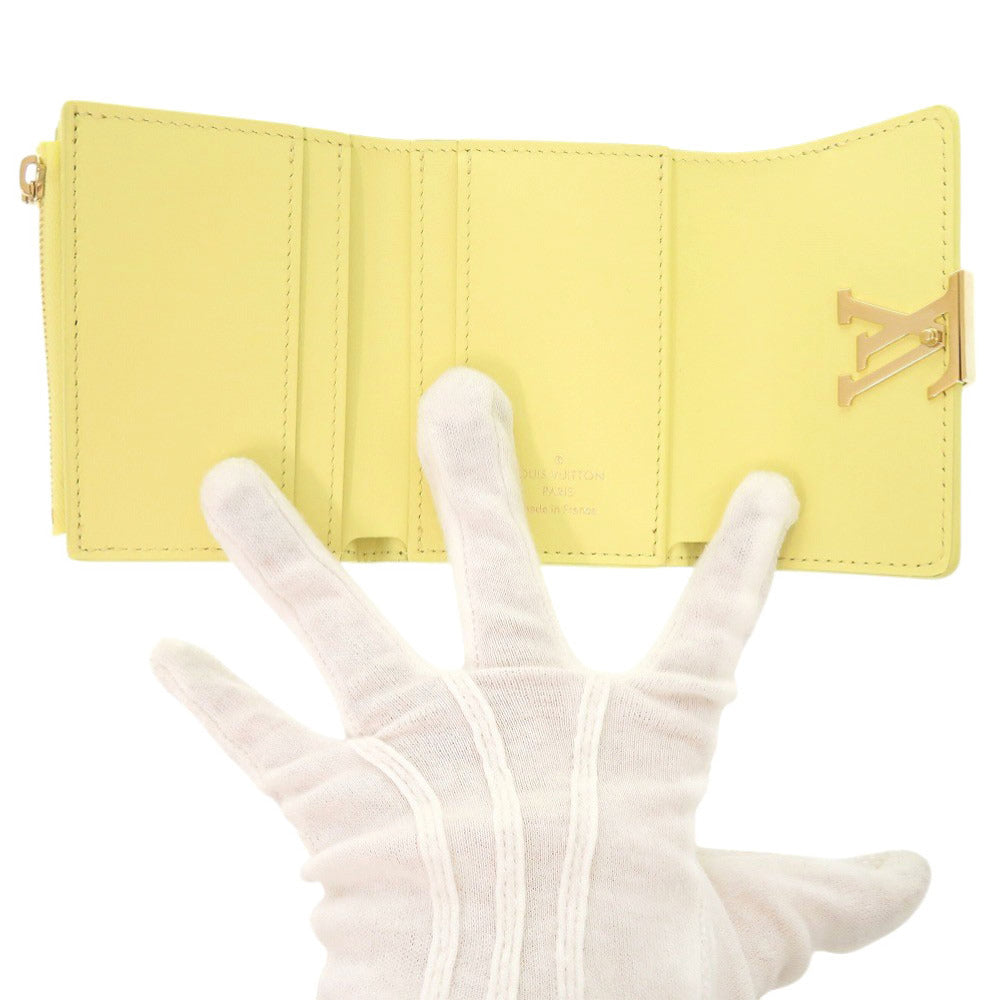 LOUIS VUITTON Tri-fold wallet M83610 Taurillon Clemence Leather yellow Portefeuille Capsine XS Women Used Authentic