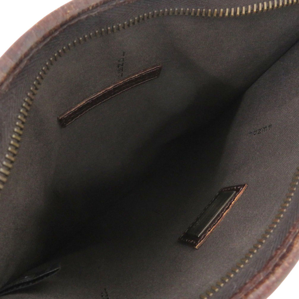 FENDI Shoulder Bag PVC, Leather Brown Zucca Pattern Vintage Sacoche Women Used Authentic