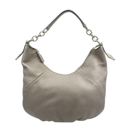 FENDI Shoulder Bag 8BR618 leather Silver Celeria Women Used Authentic