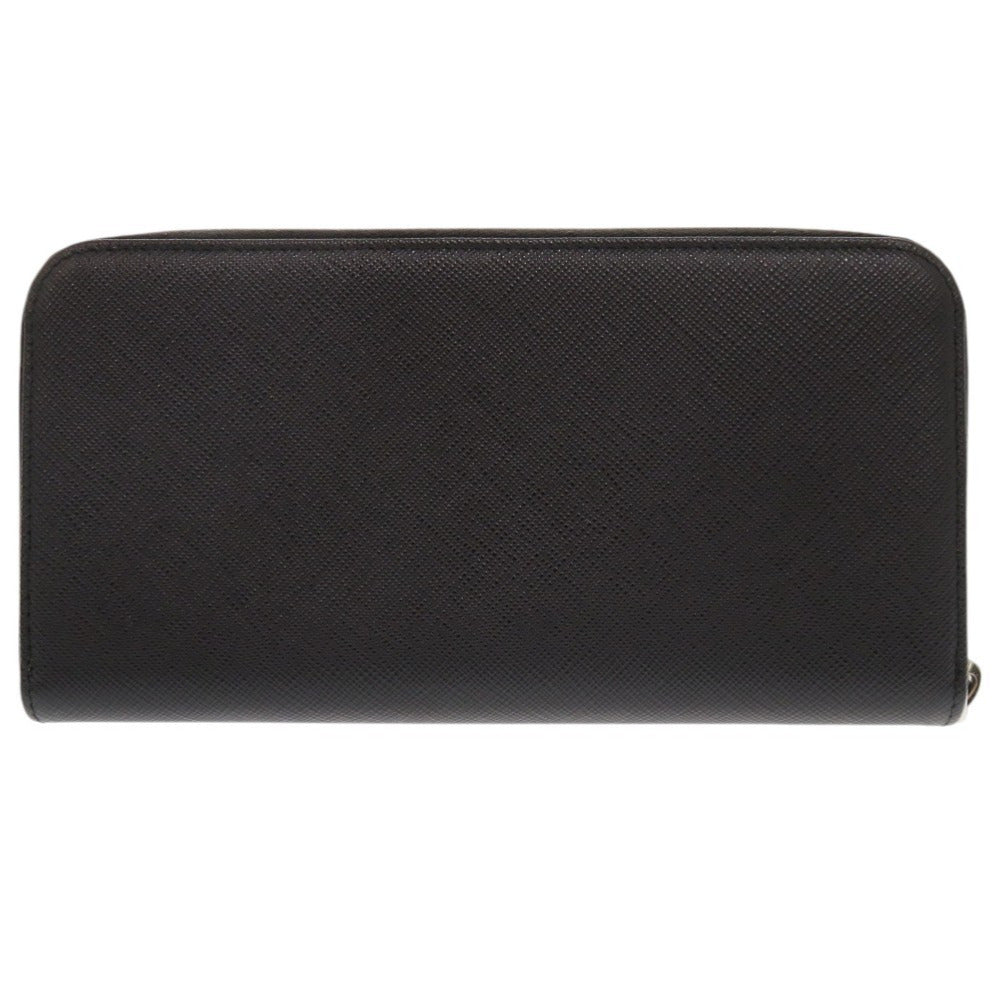 PRADA Long Wallet Purse leather black Triangle logo