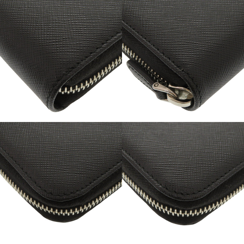 PRADA Long Wallet Purse leather black Triangle logo