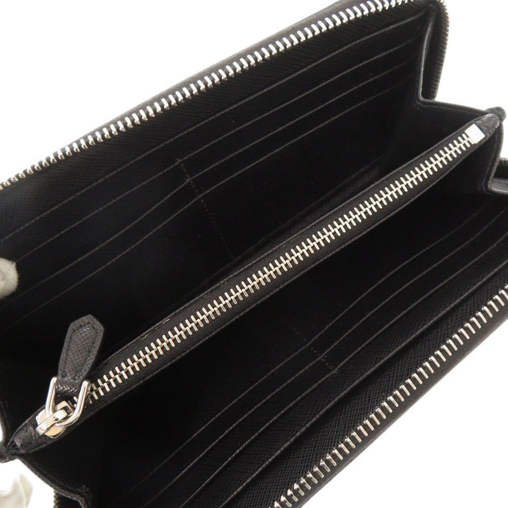 PRADA Long Wallet Purse leather black Triangle logo