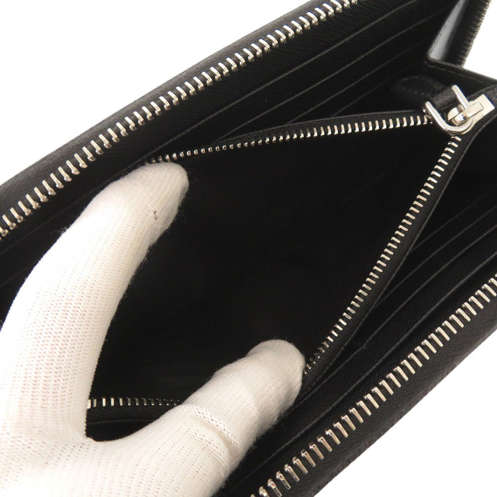 PRADA Long Wallet Purse leather black Triangle logo