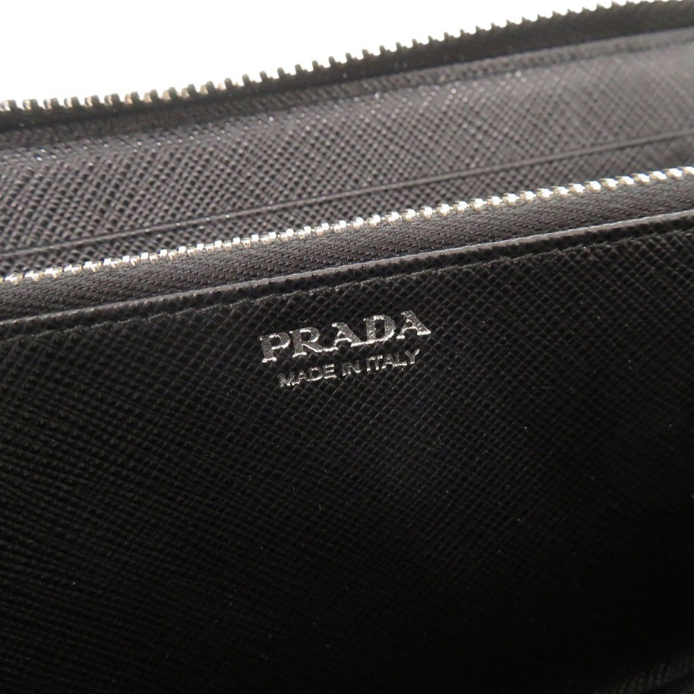 PRADA Long Wallet Purse leather black Triangle logo