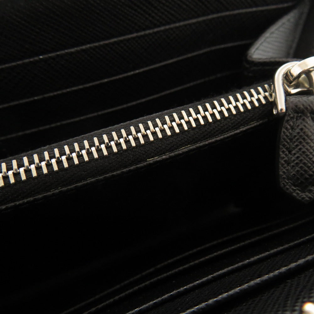 PRADA Long Wallet Purse leather black Triangle logo