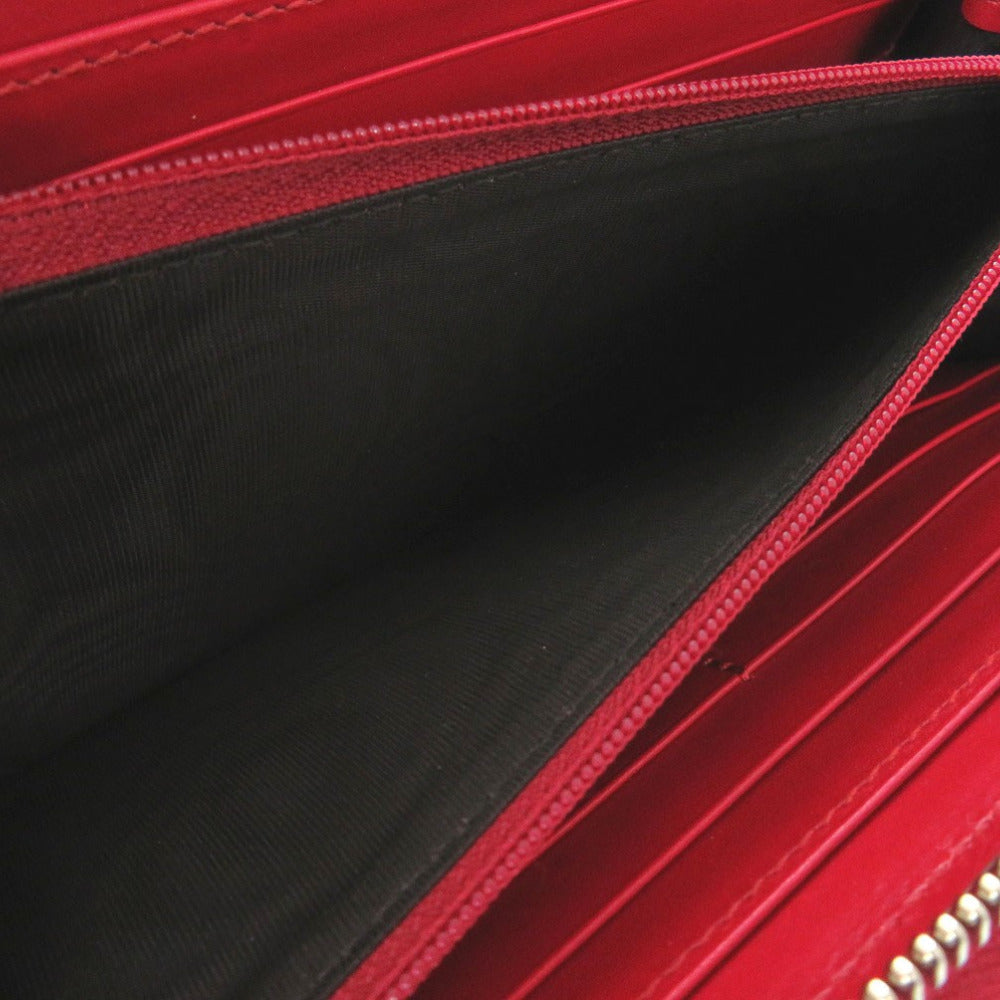 GUCCI Long Wallet Purse leather Red GG Pattern Double Zip Travel Wallet Guccisima Women Used Authentic