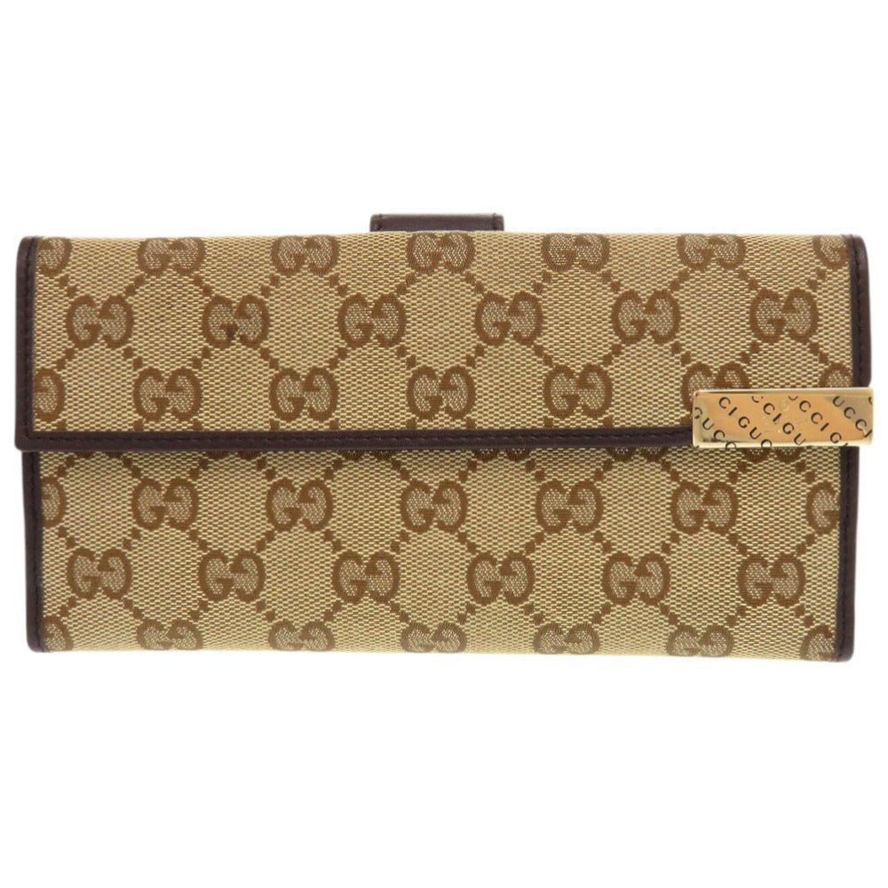 GUCCI Long Wallet Purse 257012 GG canvas beige Bifold Walletlong wallet Women Used Authentic