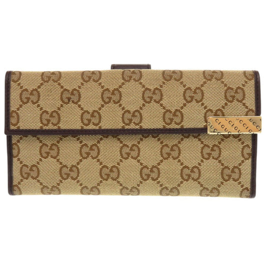 GUCCI Long Wallet Purse 257012 GG canvas beige Bifold Walletlong wallet Women Used Authentic