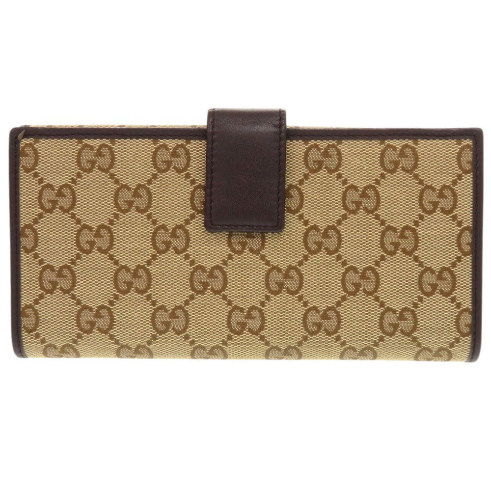 GUCCI Long Wallet Purse 257012 GG canvas beige Bifold Walletlong wallet Women Used Authentic