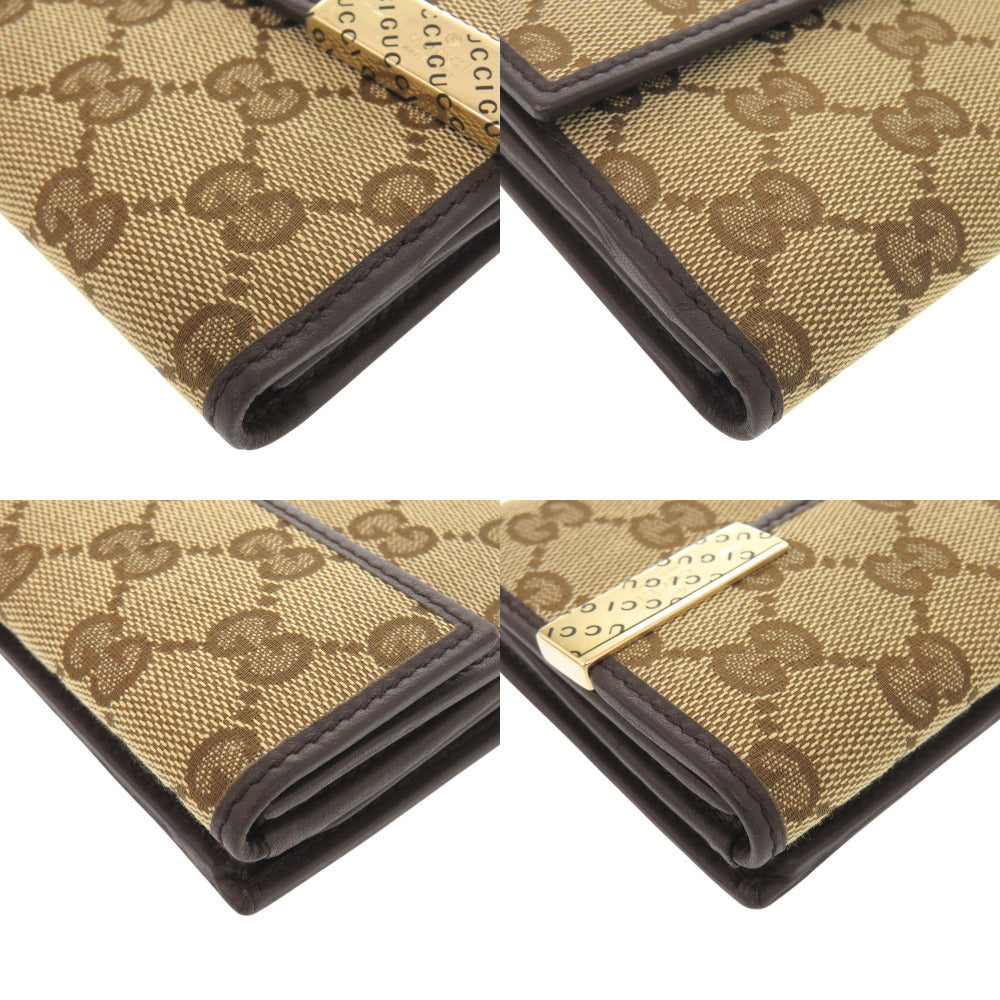 GUCCI Long Wallet Purse 257012 GG canvas beige Bifold Walletlong wallet Women Used Authentic