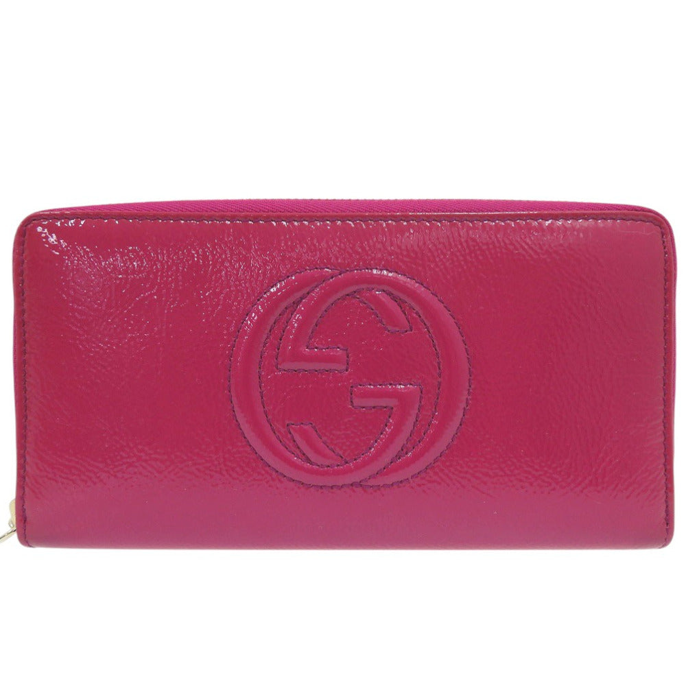 GUCCI Long Wallet Purse Patent leather purple SOHO