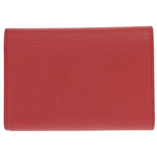 LOUIS VUITTON Tri-fold wallet M62158 leather Red Portefeuille Capsino Compact Women Used Authentic