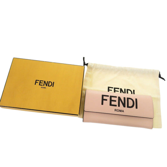 FENDI Long Wallet Purse 8M0251 leather pink Fendi Roma Continental Wallet Women Used Authentic