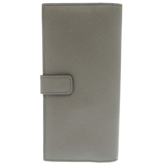 PRADA Long Wallet Purse leather gray Bifold Wallet mens Used Authentic