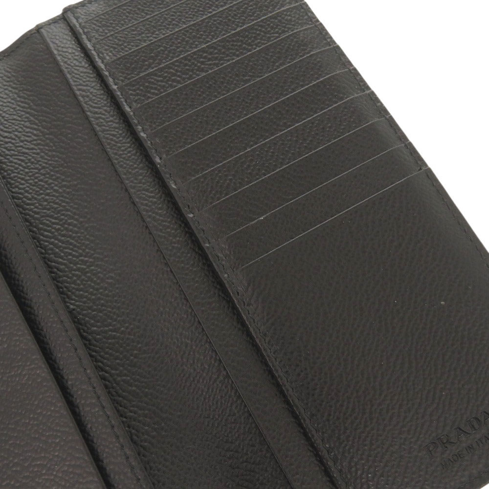 PRADA Long Wallet Purse leather gray Bifold Wallet mens Used Authentic