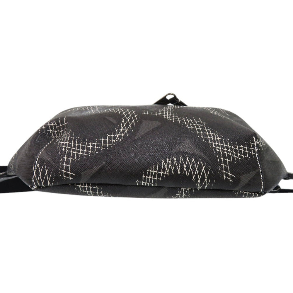 BURBERRY Waist bag PVC black Sling bag one belt TB monogram mens Used Authentic