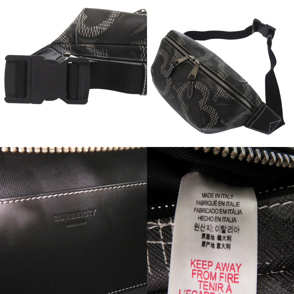 BURBERRY Waist bag PVC black Sling bag one belt TB monogram mens Used Authentic