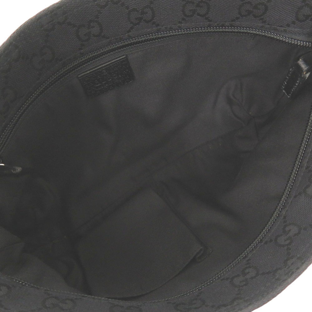 GUCCI Shoulder Bag 189749 GG canvas, leather black Sherry line Women Used Authentic