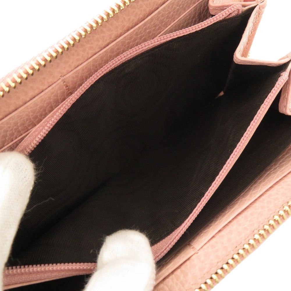 GUCCI Long Wallet Purse 456117 GG Supreme canvas, leather Light pink Double G Bicolor Zip Around Wallet