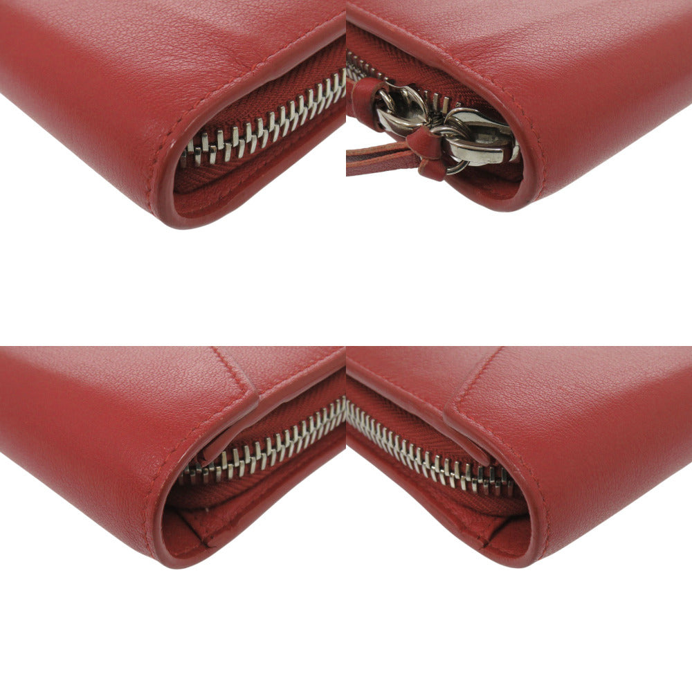 BALENCIAGA Long Wallet Purse 371661 Calfskin Red Women Used Authentic