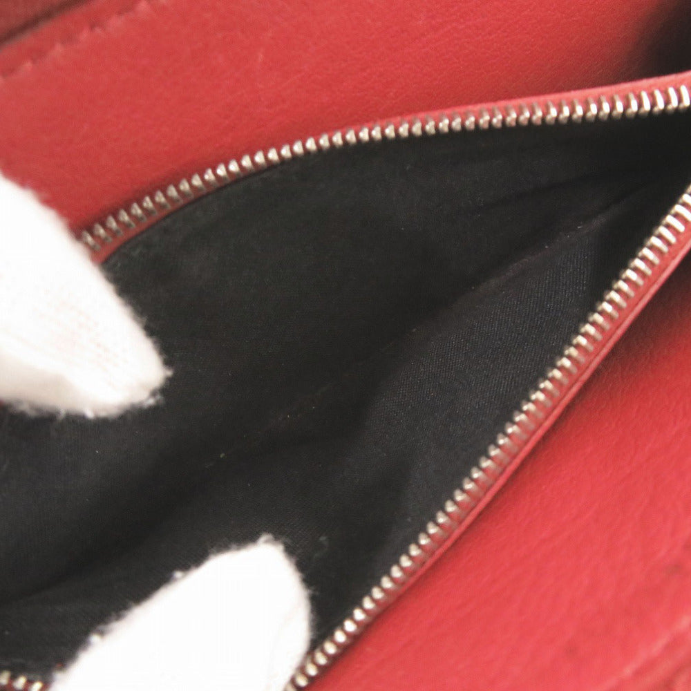 BALENCIAGA Long Wallet Purse 371661 Calfskin Red Women Used Authentic