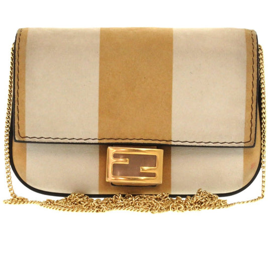 FENDI Shoulder Bag 7AR844 Suede beige Nano Bucket