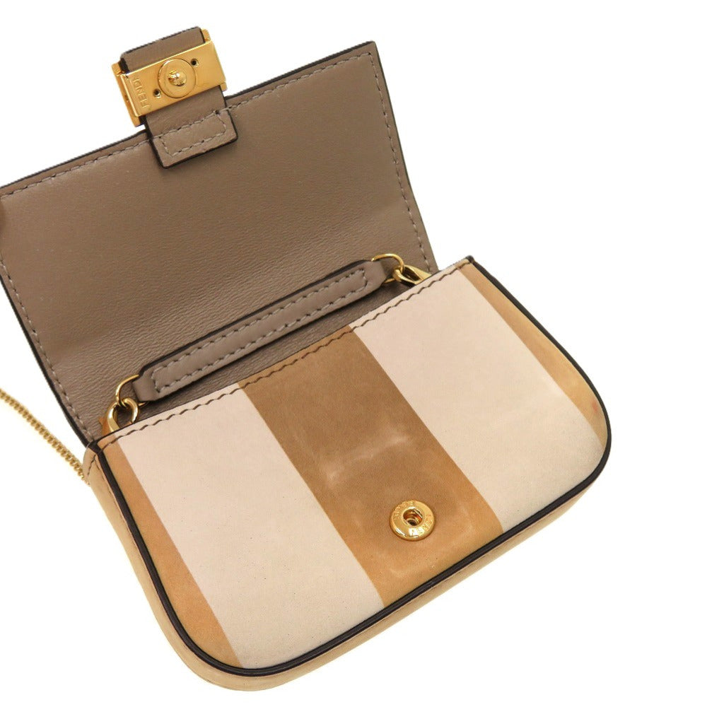 FENDI Shoulder Bag 7AR844 Suede beige Nano Bucket