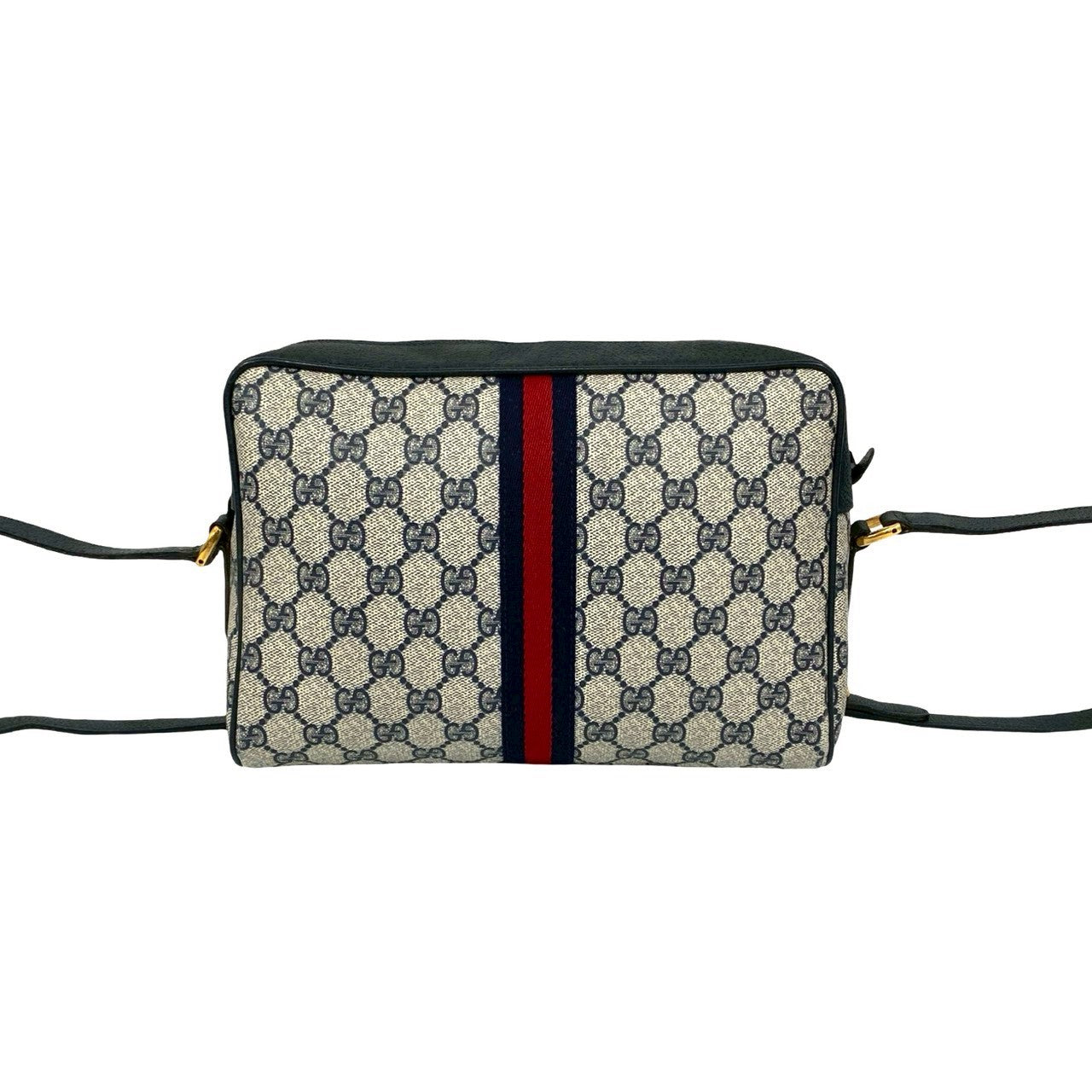 GUCCI Shoulder Bag leather Navy Sherry line